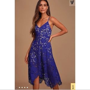 Lulu’s One Wish Royal Blue Lace Midi Dress